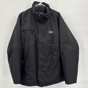 AUDI Brand Insulated Jacket L Black No Hat Logo Auto Car Parka Men By North End